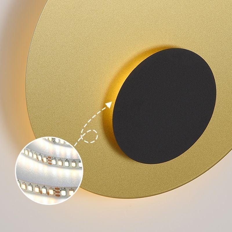 Nordic Wand Licht Schwarz Gold Runde Voll Kupfer Wand Leuchte