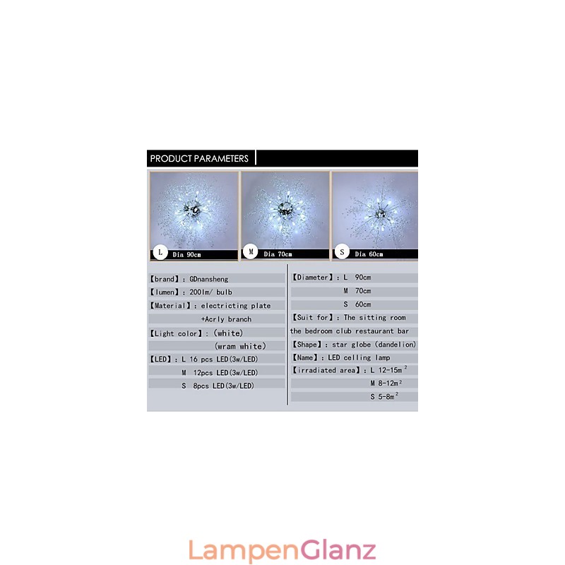 Moderne Feuerwerkskugel, AcrChrome-Metall, Unterputzmontage, GDNS