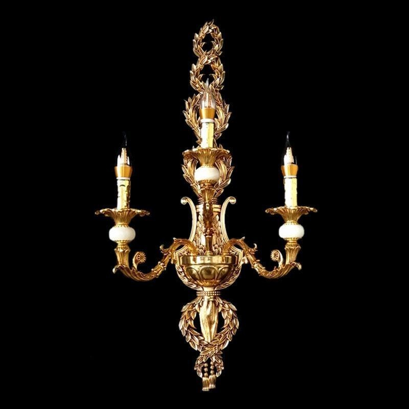 Europäische Wandleuchte Luxuriöse Blütenblatt Wandleuchte Jade Dekoration Lampe Nachttischbeleuchtung