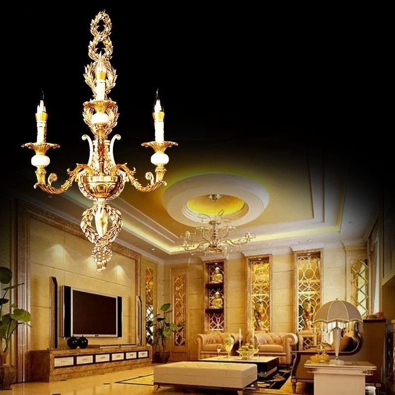 Europäische Wandleuchte Luxuriöse Blütenblatt Wandleuchte Jade Dekoration Lampe Nachttischbeleuchtung