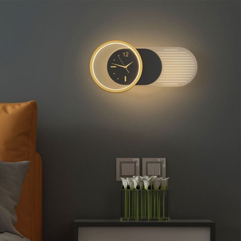 Wandleuchte Moderne minimalistische Acryl Schmiedeeisen Uhr Wandleuchte