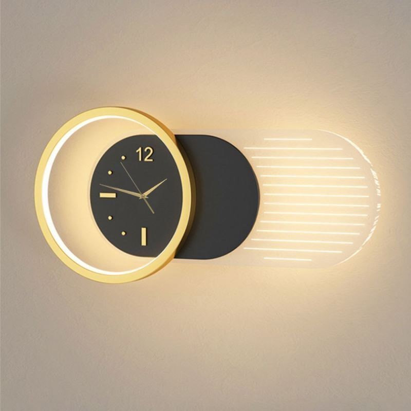 Wandleuchte Moderne minimalistische Acryl Schmiedeeisen Uhr Wandleuchte