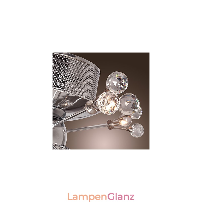 Moderne zeitgenössische Kristall Chrom Metall Unterputz