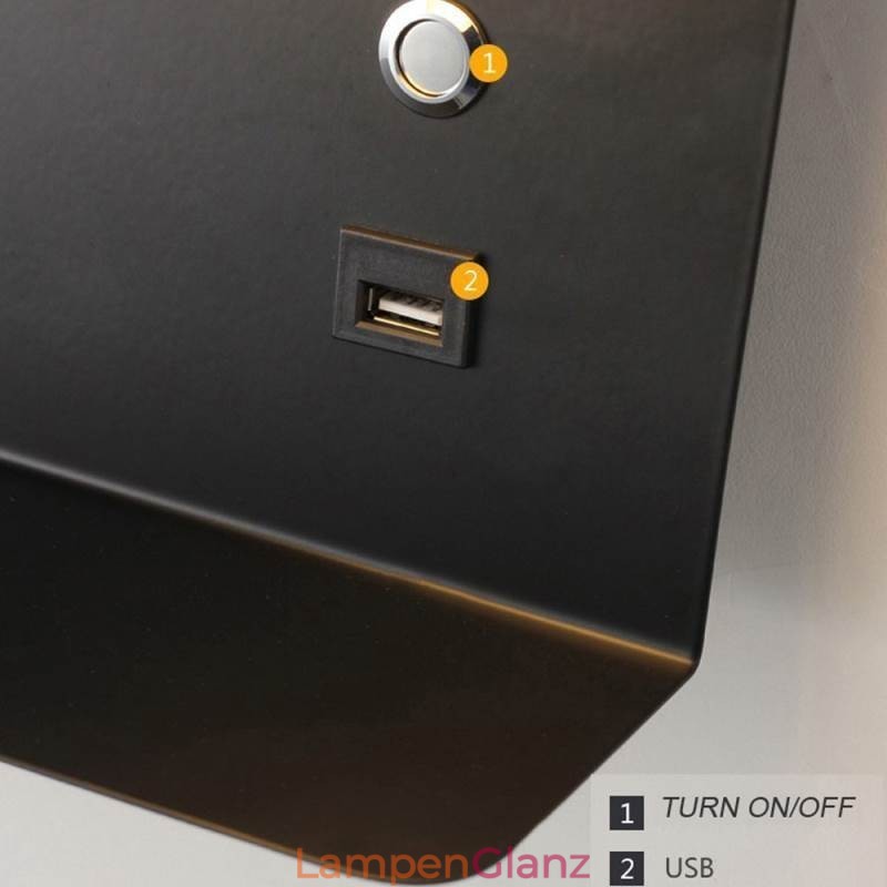 Drehbare Wandleuchte mit USB-Ladeanschluss