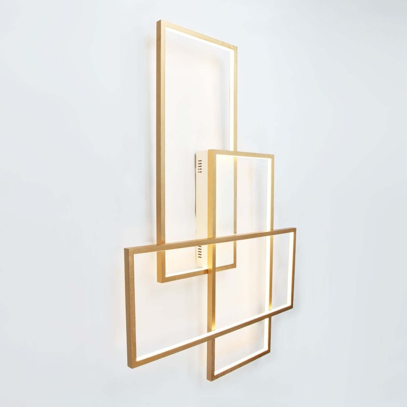 Moderne Deckenleuchte mit zeitgenössischer Aluminium-Malerei in Gold, Unterputzleuchte mit Ferndimmer für Wohnzimmer, Schlafzimmer (kann auch als Wandleuchte verwendet werden)