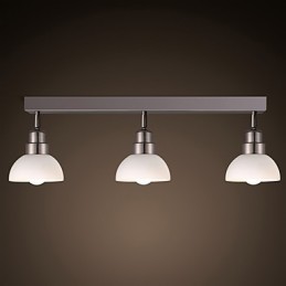 Unterputz-Trinalkopfleuchte, weißes Glas, Aluminiumrahmen, modisch, modern