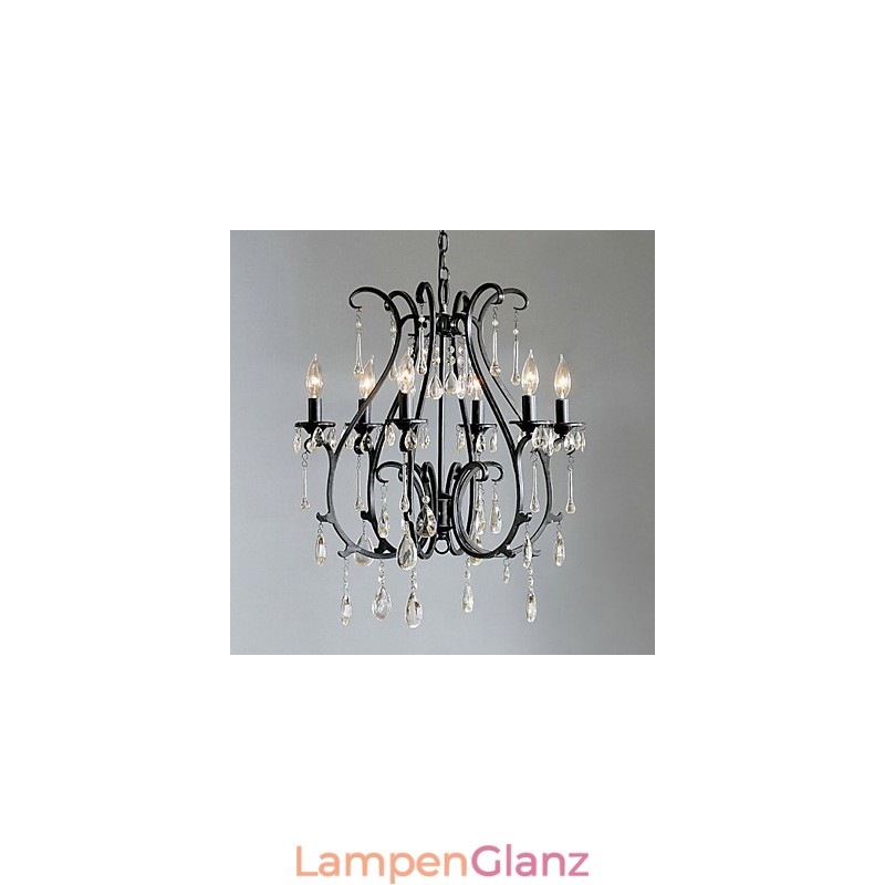 Moderner 6-flammiger Kristall-Kronleuchter mit Kerzenfunktion
