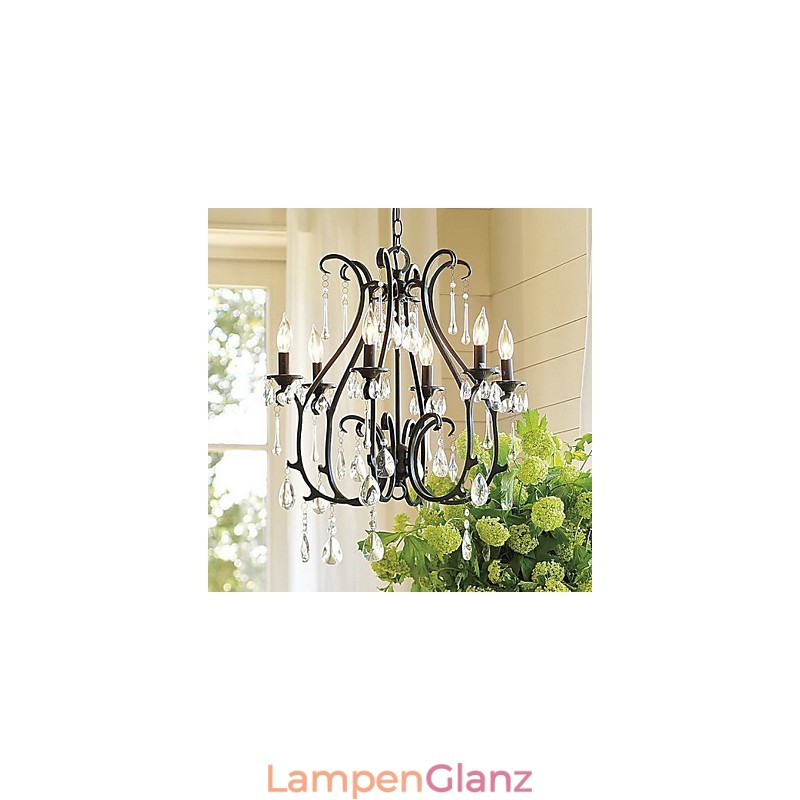 Moderner 6-flammiger Kristall-Kronleuchter mit Kerzenfunktion