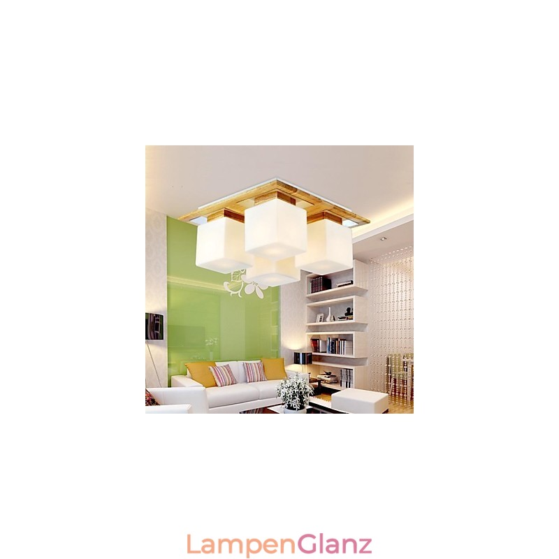 Deckenleuchte aus Eiche, vierflammig, Eiche und Glas, 220–240 V (HY9024)