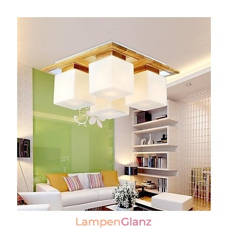 Deckenleuchte aus Eiche, vierflammig, Eiche und Glas, 220–240 V (HY9024)