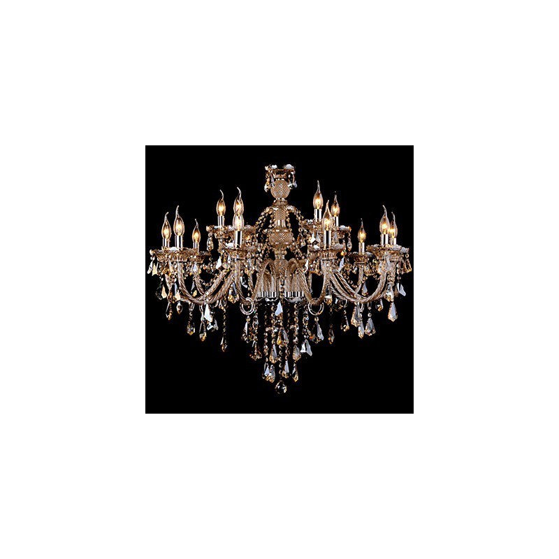 Kronleuchter Kristall Cognac Farbe Luxus Moderne 2 Ebenen Wohnzimmer 15 Lichter