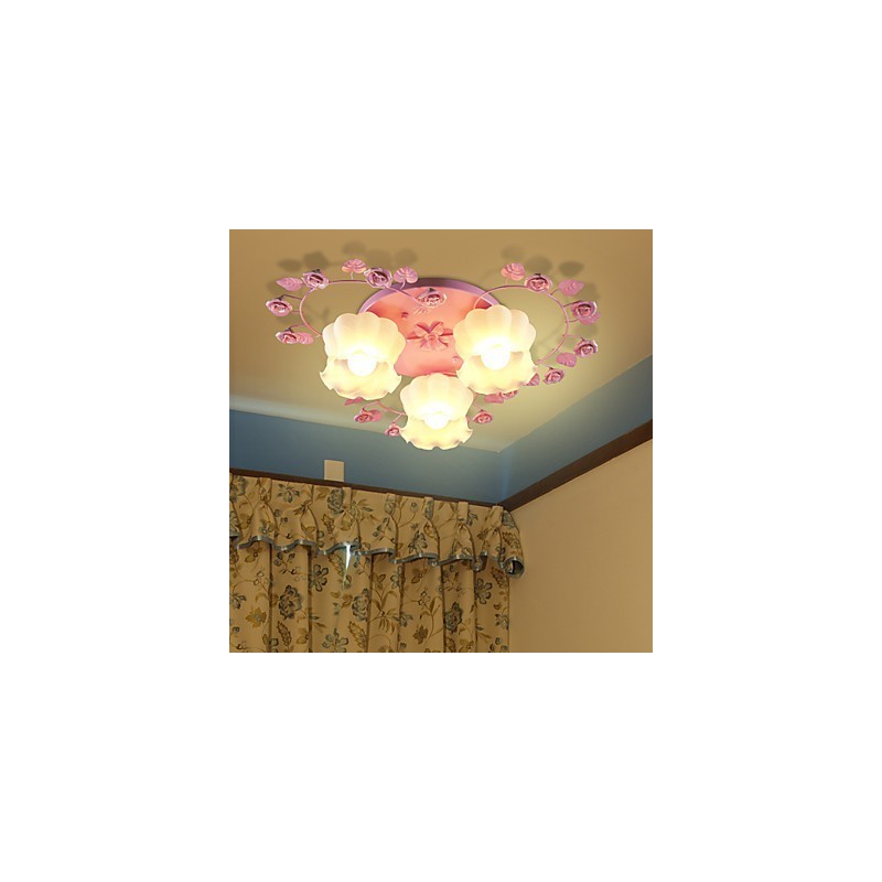 Kreative Lampe Lampe Vertraglich Ländlichen Süße Rosa Rose 3 Absorbieren Kuppel Licht