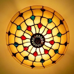 30*19 CM Europa Typ Stil Schmiedeeisen Pnd Schwanz Auf Halb Kuppel Licht Farbige Glas Sitzen Lampe