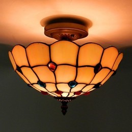 30*19 CM Europa Typ Stil Schmiedeeisen Pnd Schwanz Auf Halb Kuppel Licht Farbige Glas Sitzen Lampe