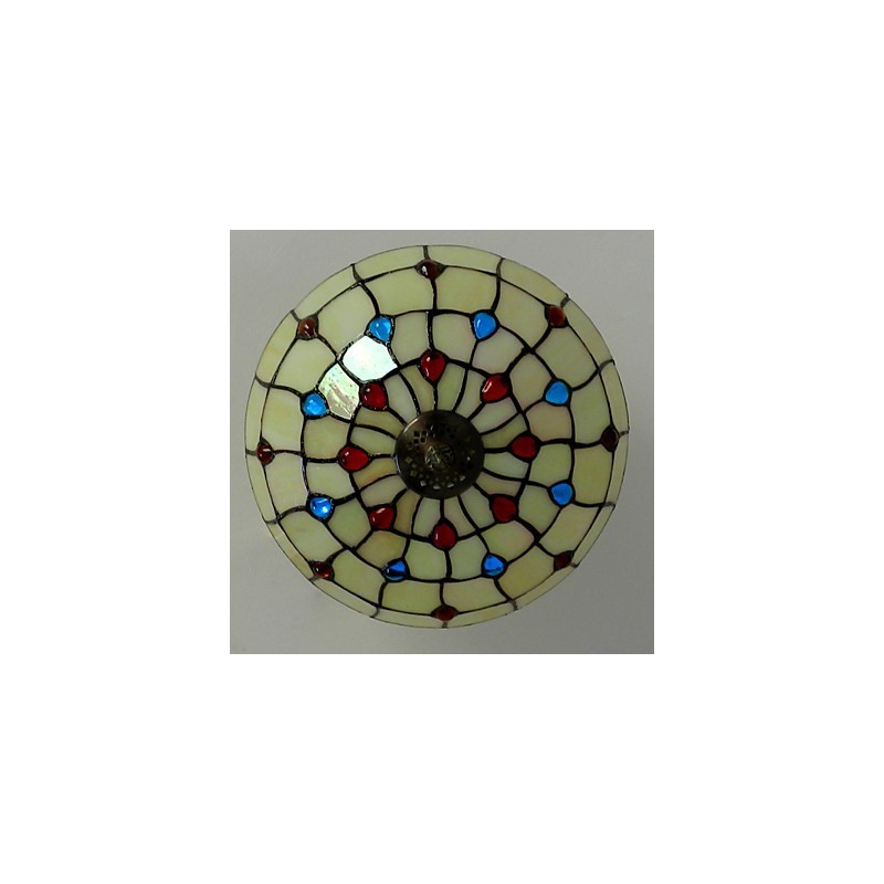 30*19 CM Europa Typ Stil Schmiedeeisen Pnd Schwanz Auf Halb Kuppel Licht Farbige Glas Sitzen Lampe