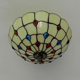 30*19 CM Europa Typ Stil Schmiedeeisen Pnd Schwanz Auf Halb Kuppel Licht Farbige Glas Sitzen Lampe