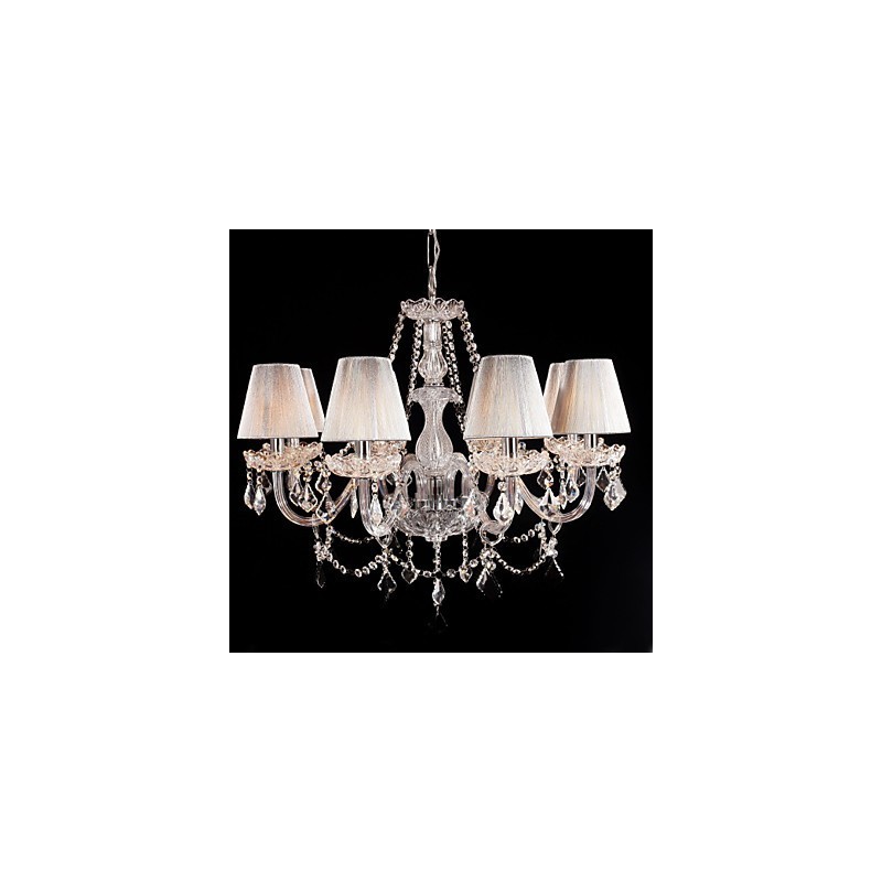 Kronleuchter Kristall Luxus Modern Living 8 Lichter mit Stoffschirm