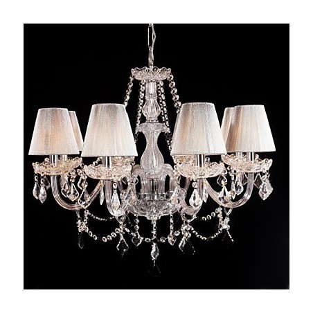 Kronleuchter Kristall Luxus Modern Living 8 Lichter mit Stoffschirm Kronleuchter Kristall Luxus Modern Living 8 Lichter mit Stoffschirm