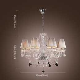 Kronleuchter Kristall Luxus Modern Living 8 Lichter mit Stoffschirm