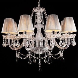 Kronleuchter Kristall Luxus Modern Living 8 Lichter mit Stoffschirm