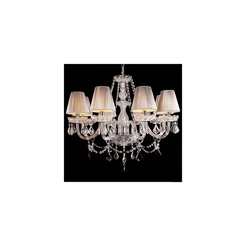 Kronleuchter Kristall Luxus Modern Living 8 Lichter mit Stoffschirm