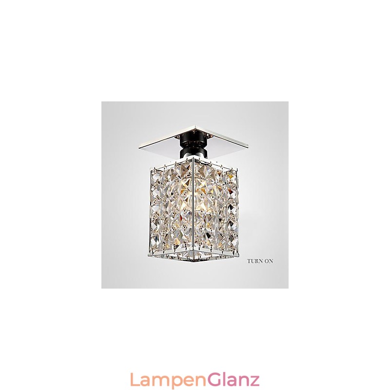 Moderne zeitgenössische Kristall galvanisierte Metall Flush Mount
