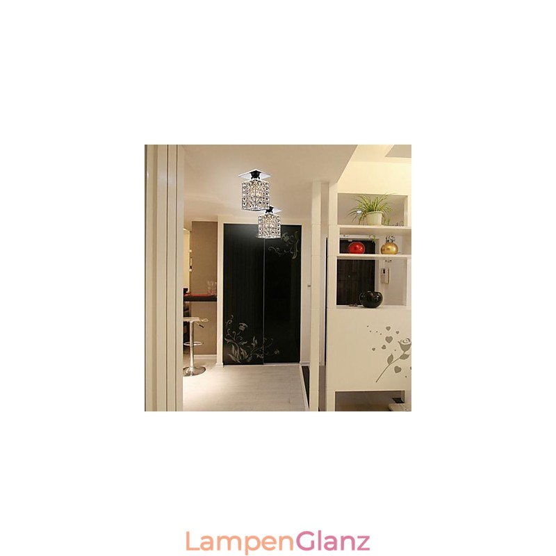 Moderne zeitgenössische Kristall galvanisierte Metall Flush Mount