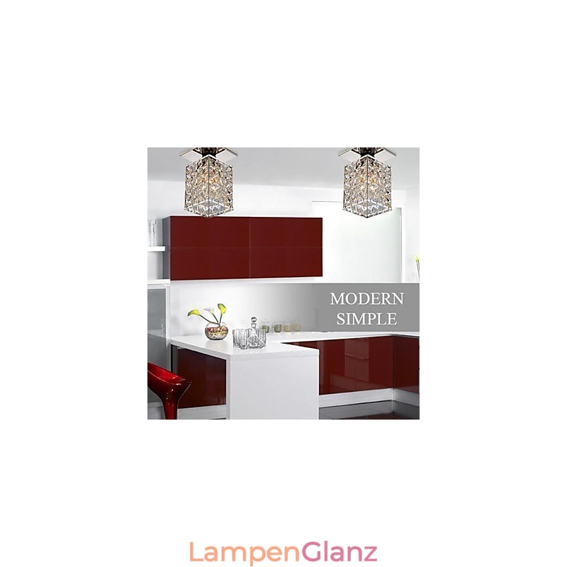 Moderne zeitgenössische Kristall galvanisierte Metall Flush Mount