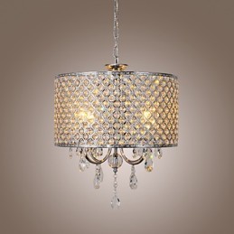 Trommel Kronleuchter Kristall Moderne 4 Lichter Pendelleuchte