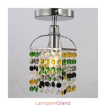 Moderne zeitgenössische Kristall galvanisierte Metall Flush Mount