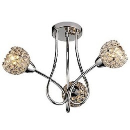 Moderne, glänzende Deckenleuchte mit 3 Lichtern im Kristalldesign