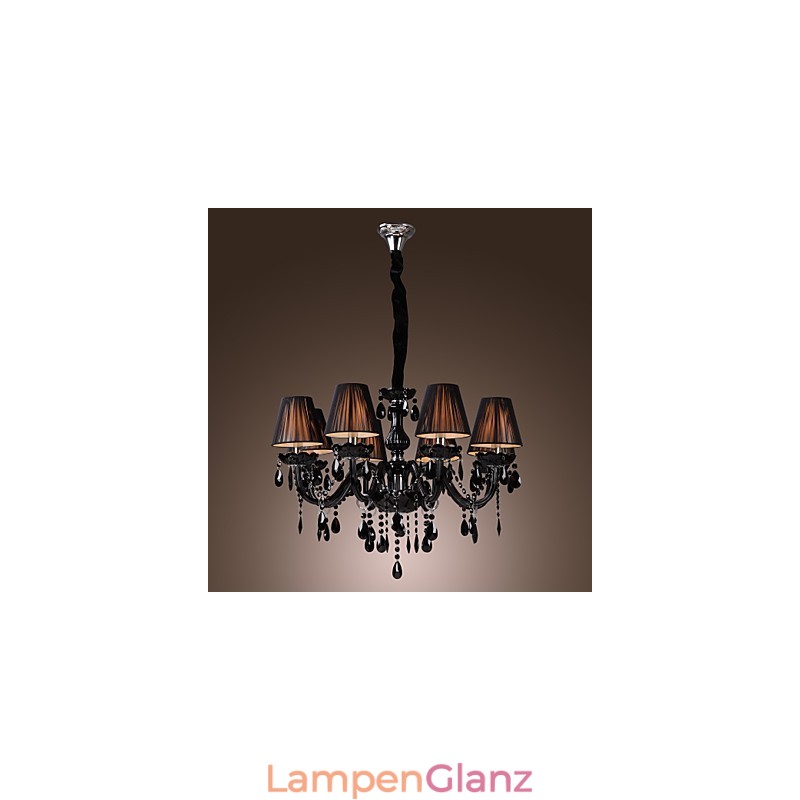 Kronleuchter Luxus Modern Schwarz Kristall Wohnzimmer 8 Lichter