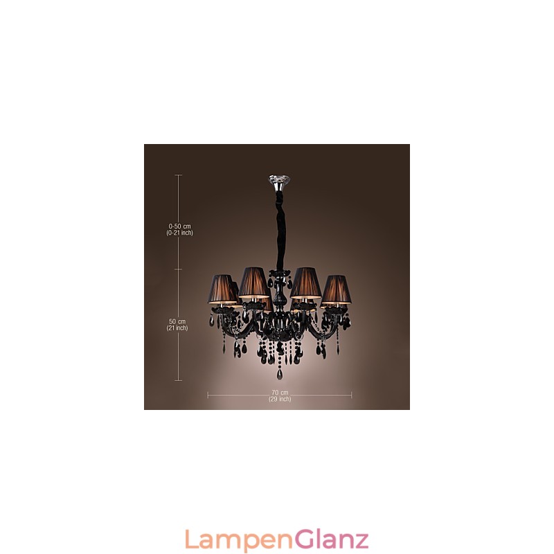 Kronleuchter Luxus Modern Schwarz Kristall Wohnzimmer 8 Lichter
