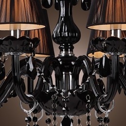 Kronleuchter Luxus Modern Schwarz Kristall Wohnzimmer 8 Lichter