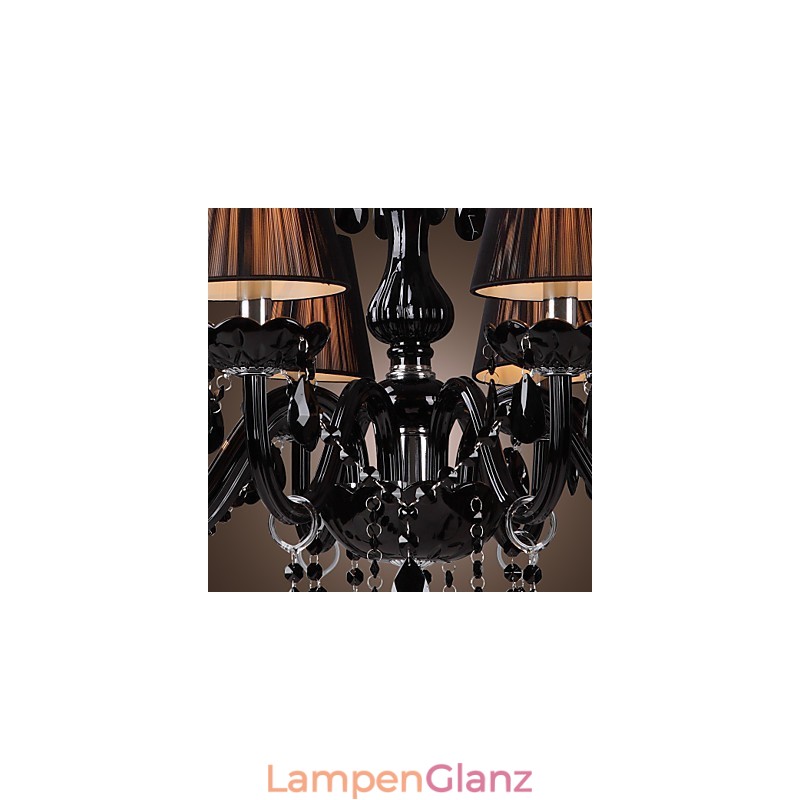 Kronleuchter Luxus Modern Schwarz Kristall Wohnzimmer 8 Lichter