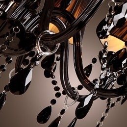 Kronleuchter Luxus Modern Schwarz Kristall Wohnzimmer 8 Lichter