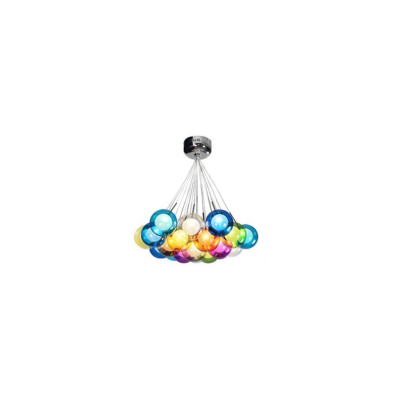 Moderne Bubble Globe Pendelleuchte aus farbigem Glas mit 19 Lichtern