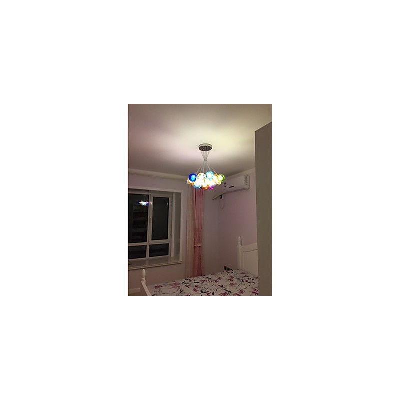 Moderne Bubble Globe Pendelleuchte aus farbigem Glas mit 19 Lichtern