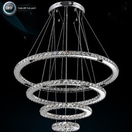 Moderne Pendelleuchte aus klarem Kristall, Deckenleuchter, Lampe mit D100CM + D80CM + D60CM + D40CM