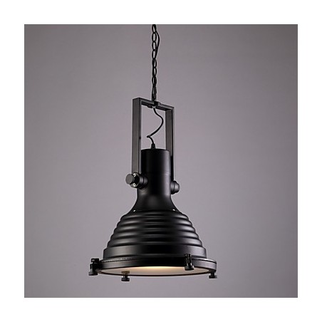 Schwarze Retro-Hängelampe aus Eisen und Glasschirm Schwarze Retro-Hängelampe aus Eisen und Glasschirm