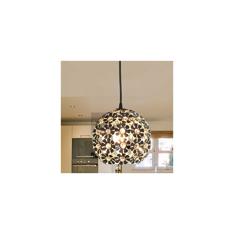 Moderne zeitgenössische Kugel Kristall Mini Stil Galvanisierte Pendelleuchte