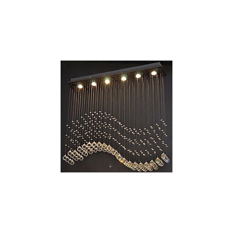 Pendelleuchte 6 Lichter Moderne Silber Canpoy Transparent Crystal Waves Deckenleuchten