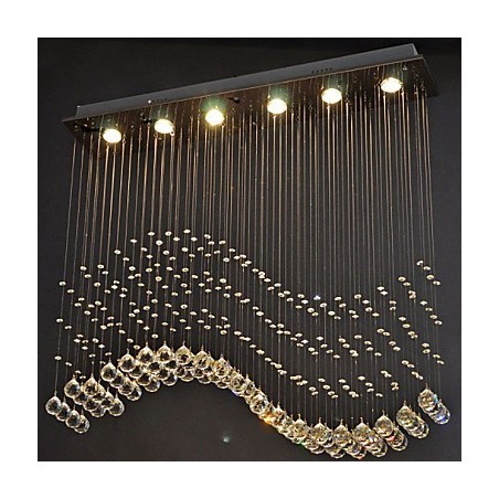 Pendelleuchte 6 Lichter Moderne Silber Canpoy Transparent Crystal Waves Deckenleuchten Pendelleuchte 6 Lichter Moderne Silber Canpoy Transparent Crystal Waves Deckenleuchten