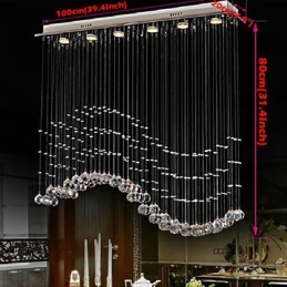 Pendelleuchte 6 Lichter Moderne Silber Canpoy Transparent Crystal Waves Deckenleuchten