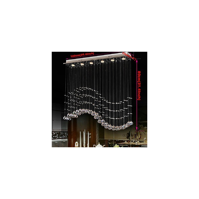 Pendelleuchte 6 Lichter Moderne Silber Canpoy Transparent Crystal Waves Deckenleuchten