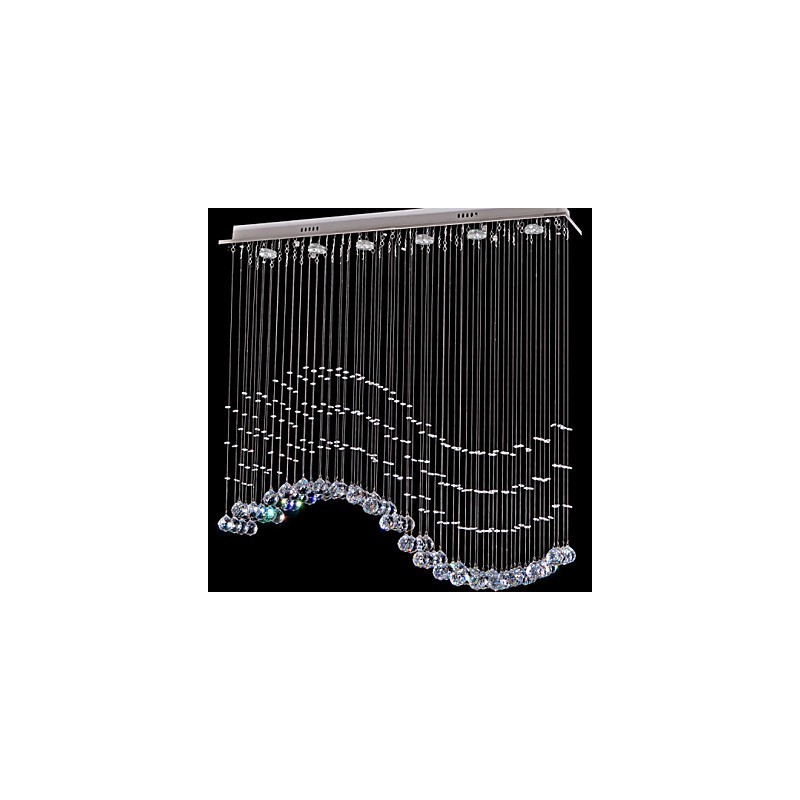 Pendelleuchte 6 Lichter Moderne Silber Canpoy Transparent Crystal Waves Deckenleuchten
