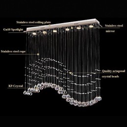 Pendelleuchte 6 Lichter Moderne Silber Canpoy Transparent Crystal Waves Deckenleuchten