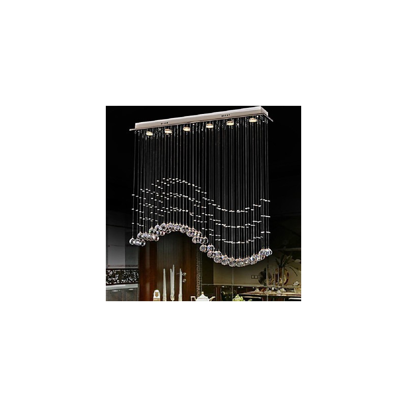 Pendelleuchte 6 Lichter Moderne Silber Canpoy Transparent Crystal Waves Deckenleuchten