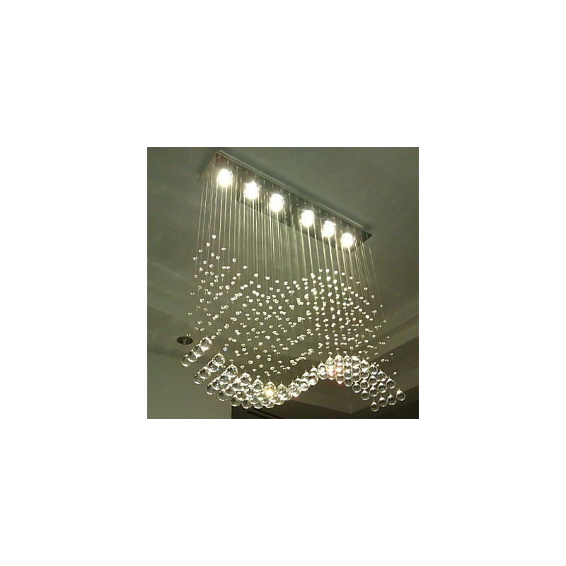 Pendelleuchte 6 Lichter Moderne Silber Canpoy Transparent Crystal Waves Deckenleuchten