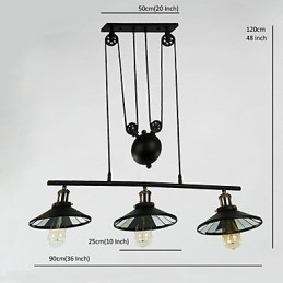 Pendelleuchten Vintage 3 Lichter ST64 Glühbirnen inklusive Up- und Down-System